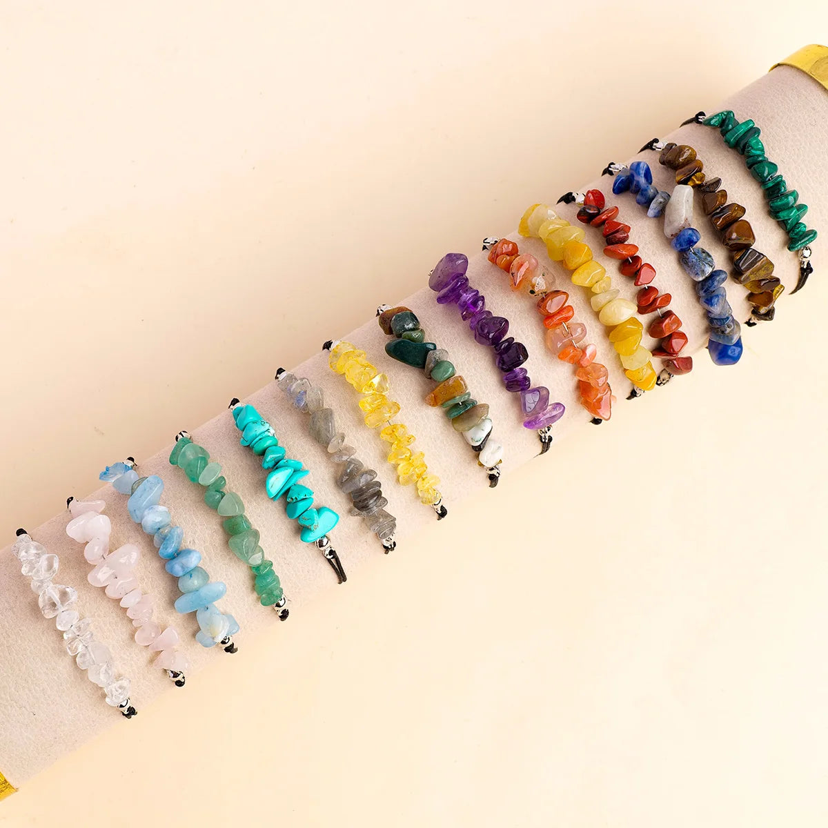 Natural Crystal Chip Birth Month Bracelet