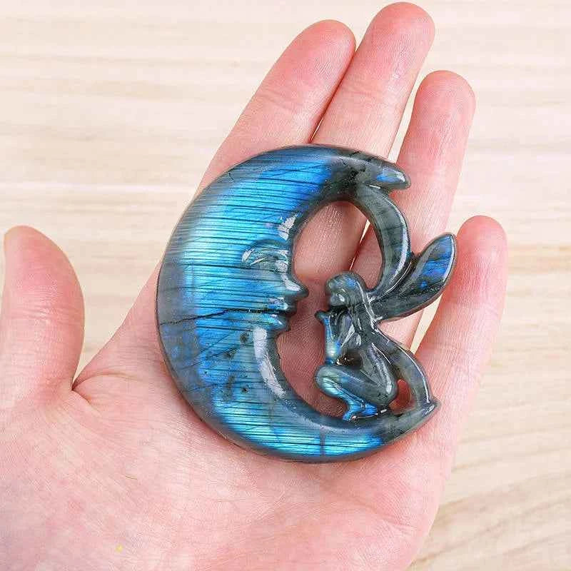 Wholesale Mix Materials Crystal Moon Fairy Hand Carving Rose Quartz Sodalite |CrystalHola