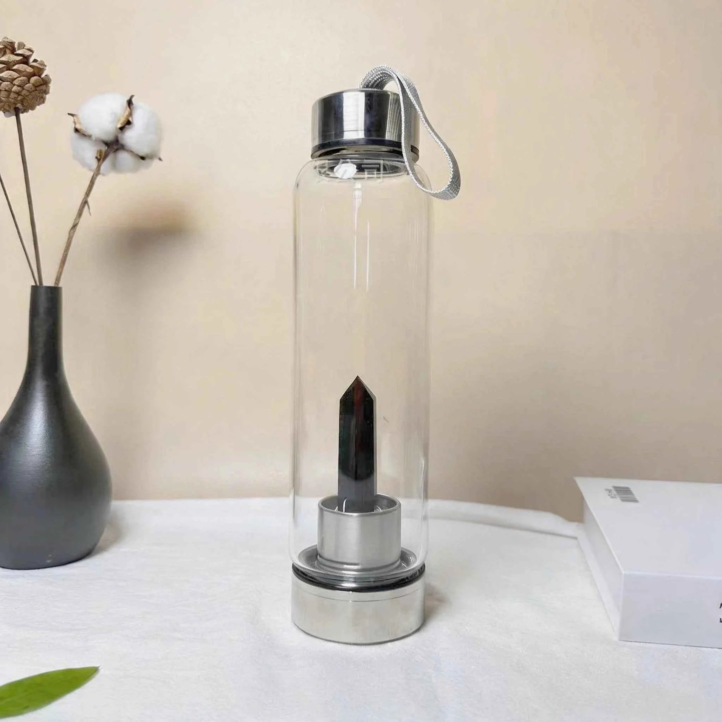 Natural Crystal Point Glass Bottles |CrystalHola
