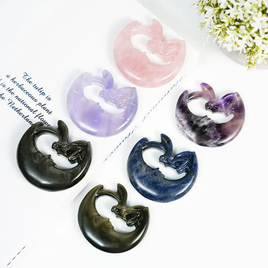 Wholesale Mix Materials Crystal Moon Fairy Hand Carving Rose Quartz Sodalite |CrystalHola