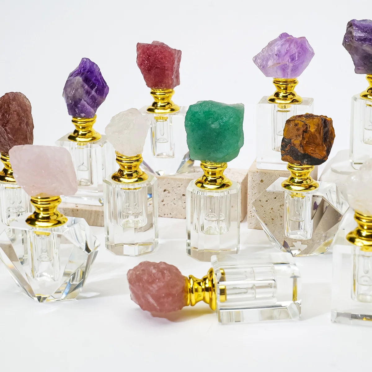 Crystal Raw Stone Perfume Bottle Cap
