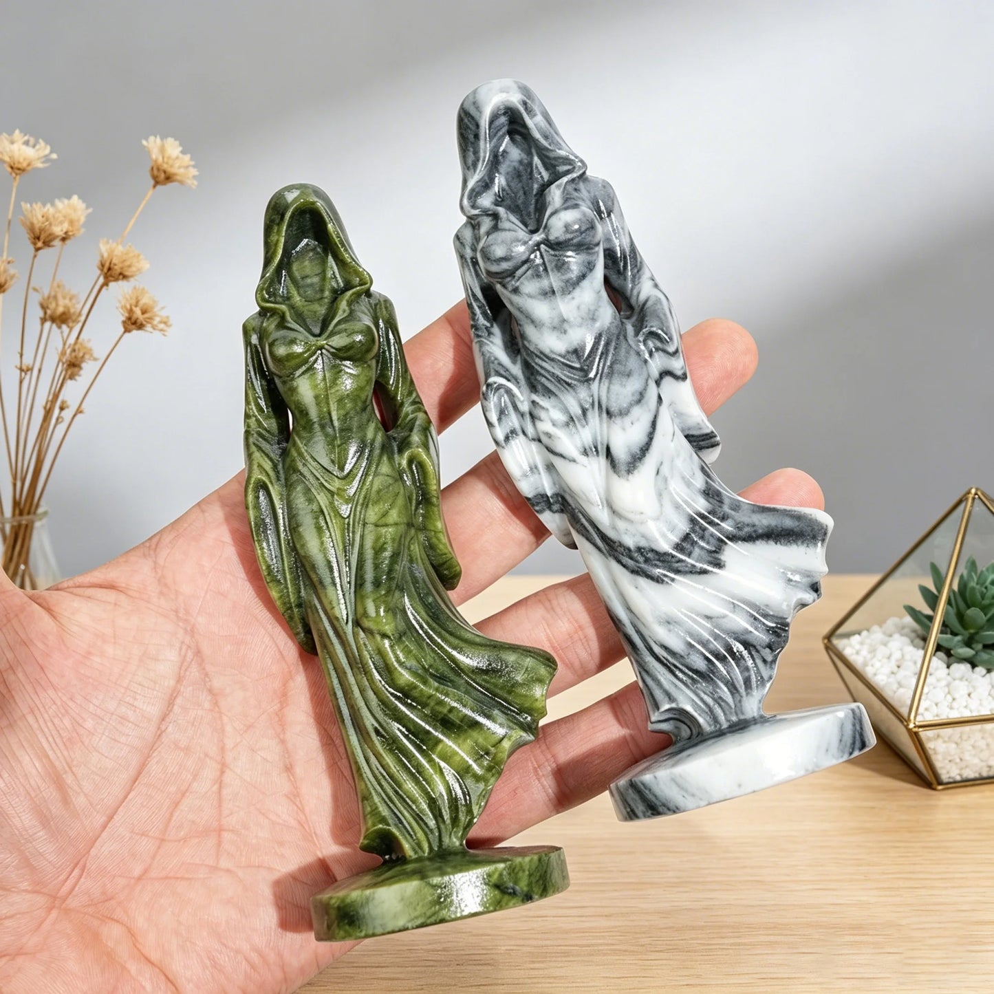 Crystal Witch Figurine  Statue Carving
