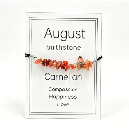 Natural Crystal Chip Birth Month Bracelet