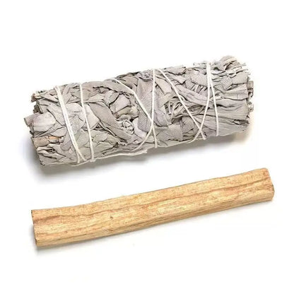 White Sage tied with Flowers and Crystals