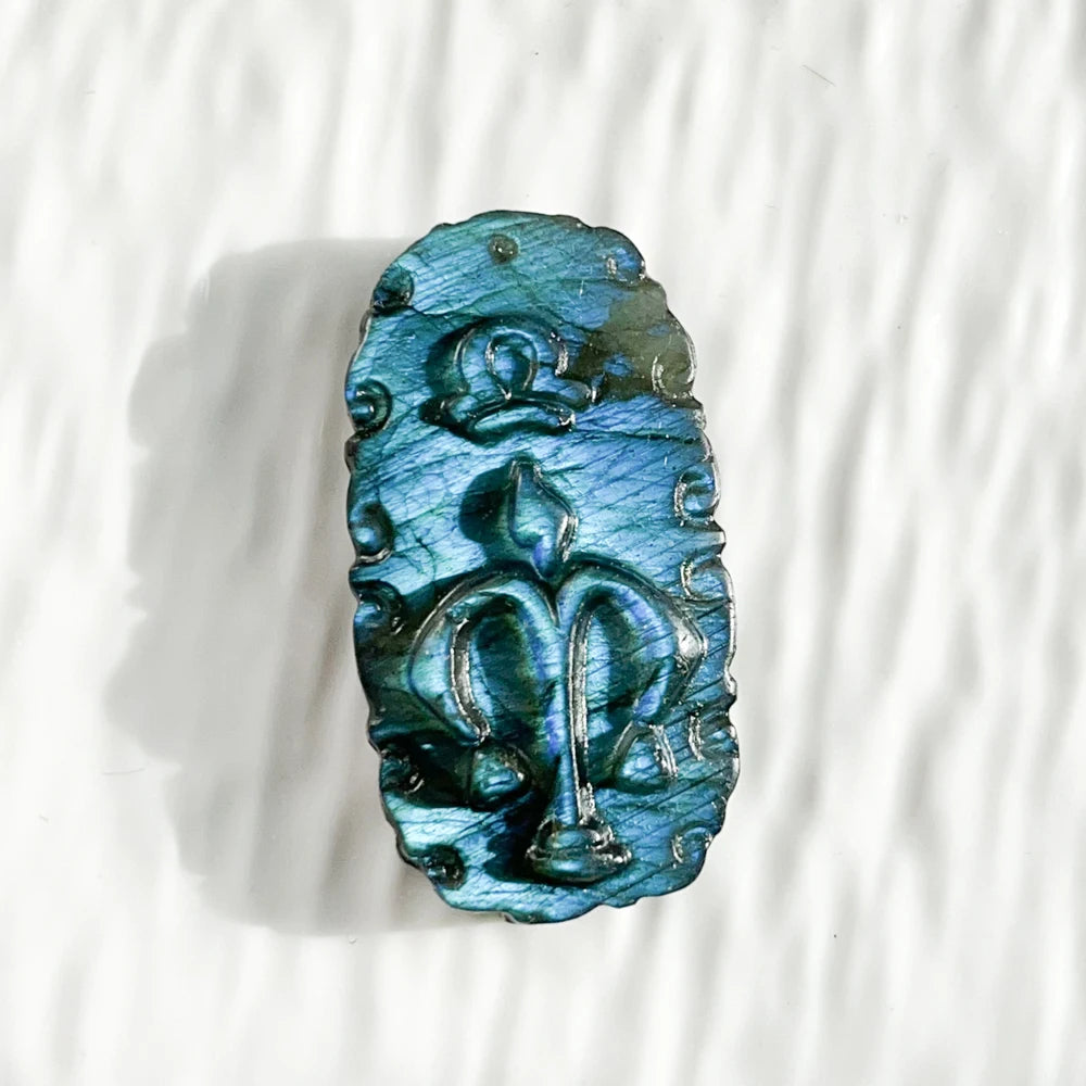 Labradorite Flat Carved 12 Constellation Figurine