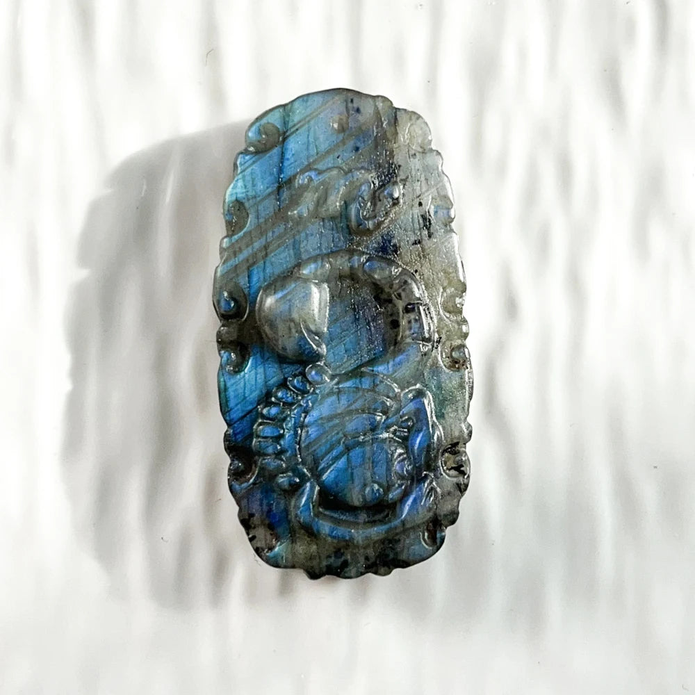 Labradorite Flat Carved 12 Constellation Figurine