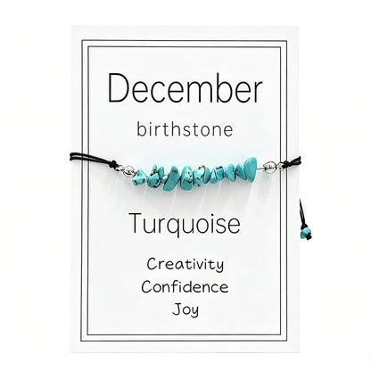 Natural Crystal Chip Birth Month Bracelet