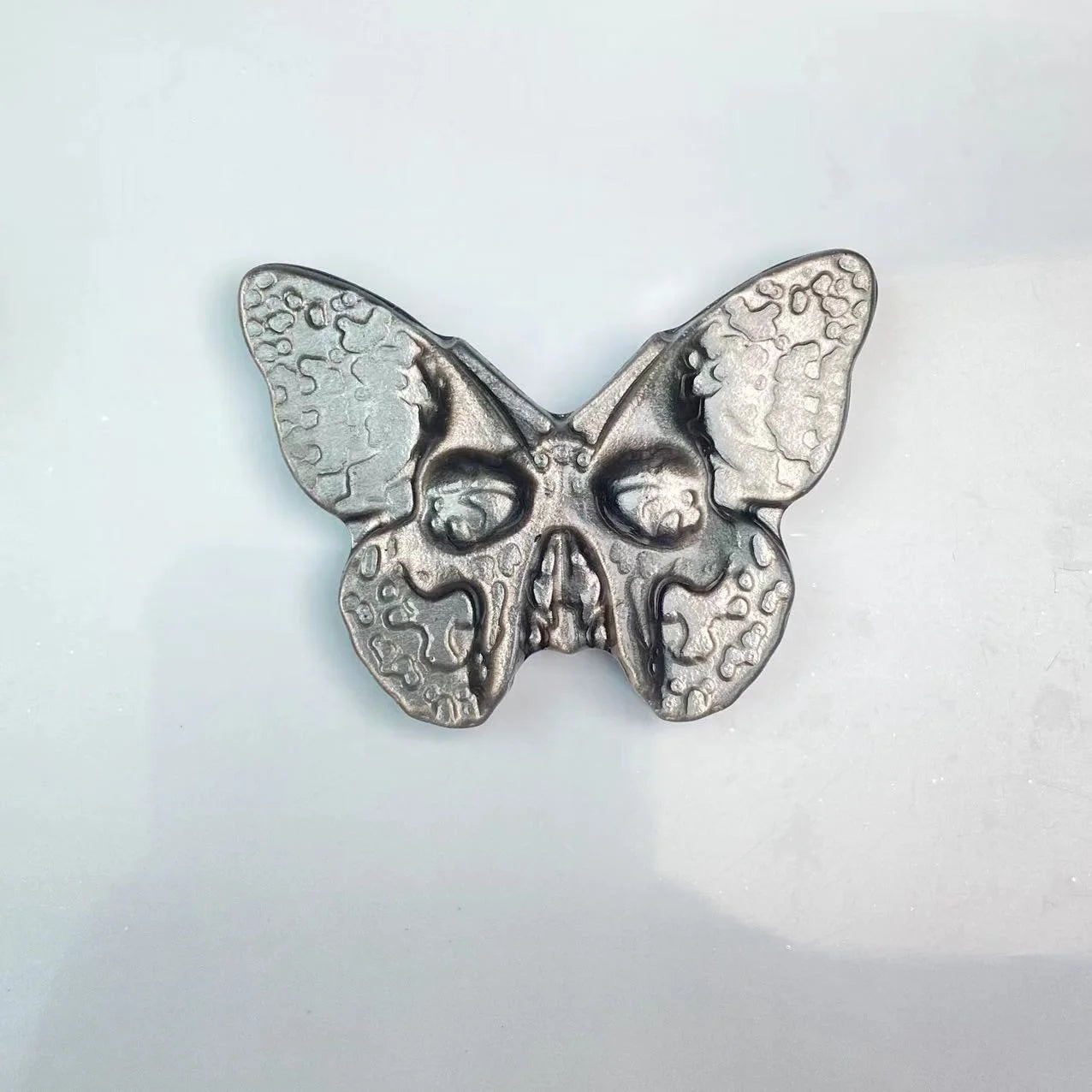 Silver & Golden Obsidian  Skulls Butterfly Carving