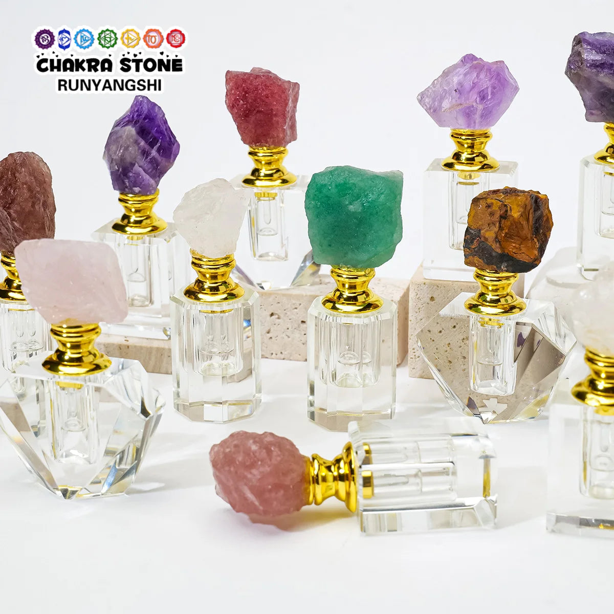 Crystal Raw Stone Perfume Bottle Cap