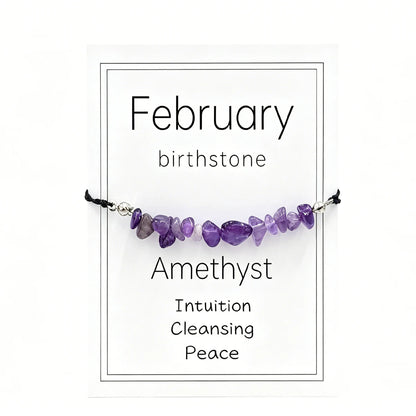 Natural Crystal Chip Birth Month Bracelet