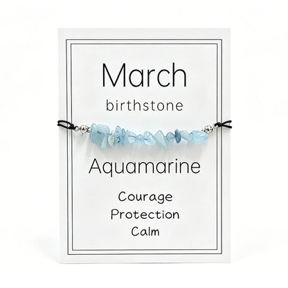 Natural Crystal Chip Birth Month Bracelet