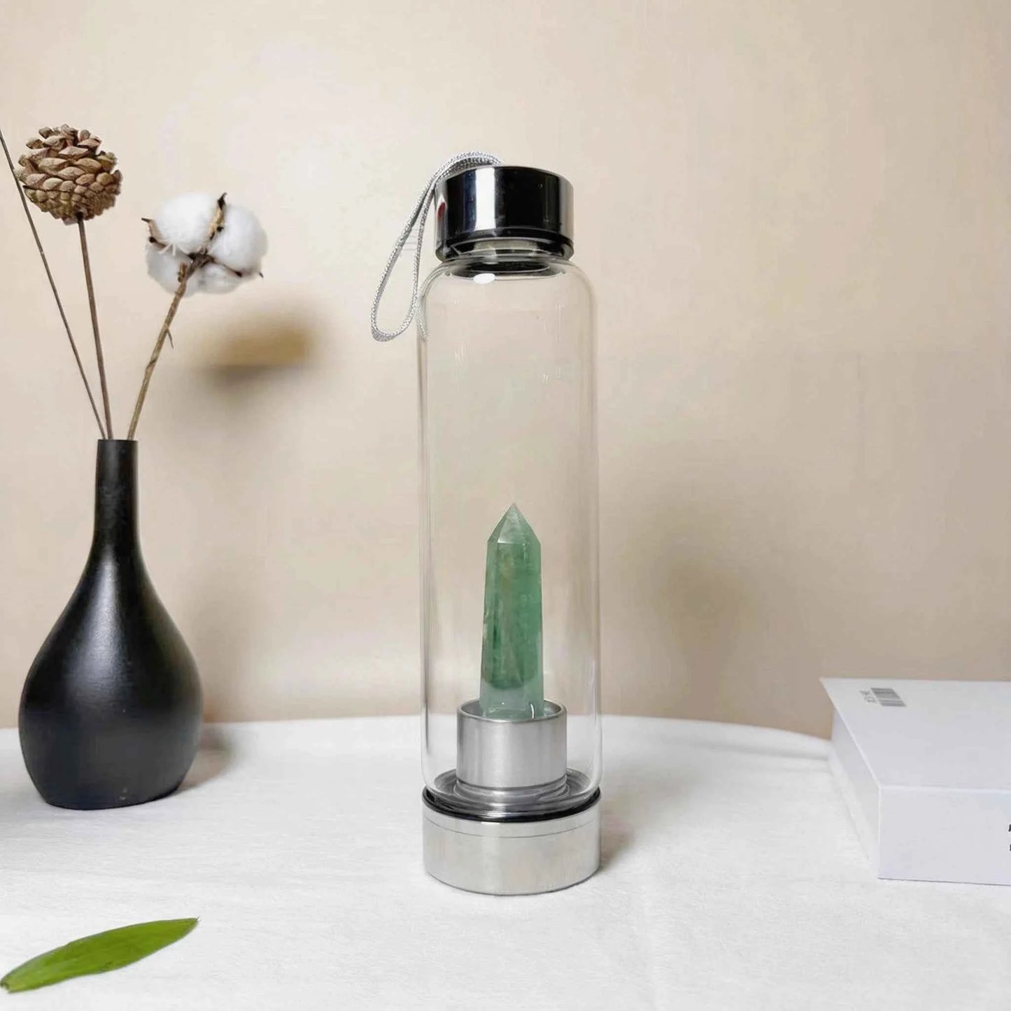 Natural Crystal Point Glass Bottles |CrystalHola