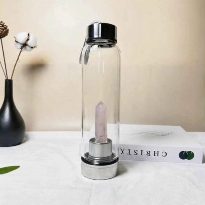 Natural Crystal Point Glass Bottles |CrystalHola