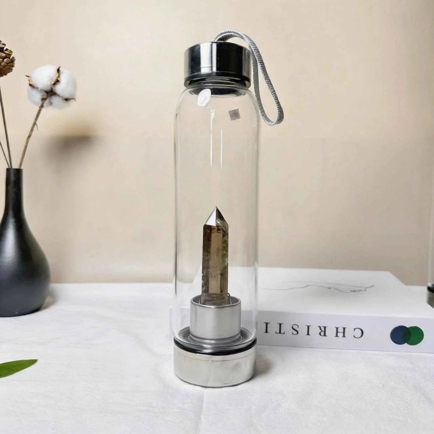 Natural Crystal Point Glass Bottles |CrystalHola