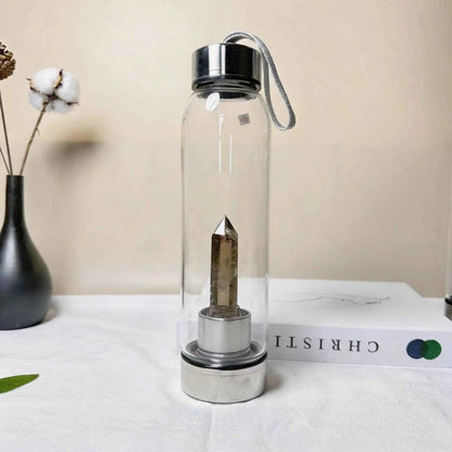 Natural Crystal Point Glass Bottles |CrystalHola