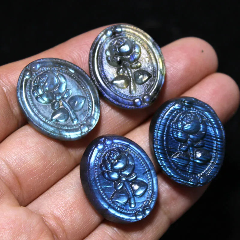 Flash Labradorite Crystal Stone Carved Rose quote-only