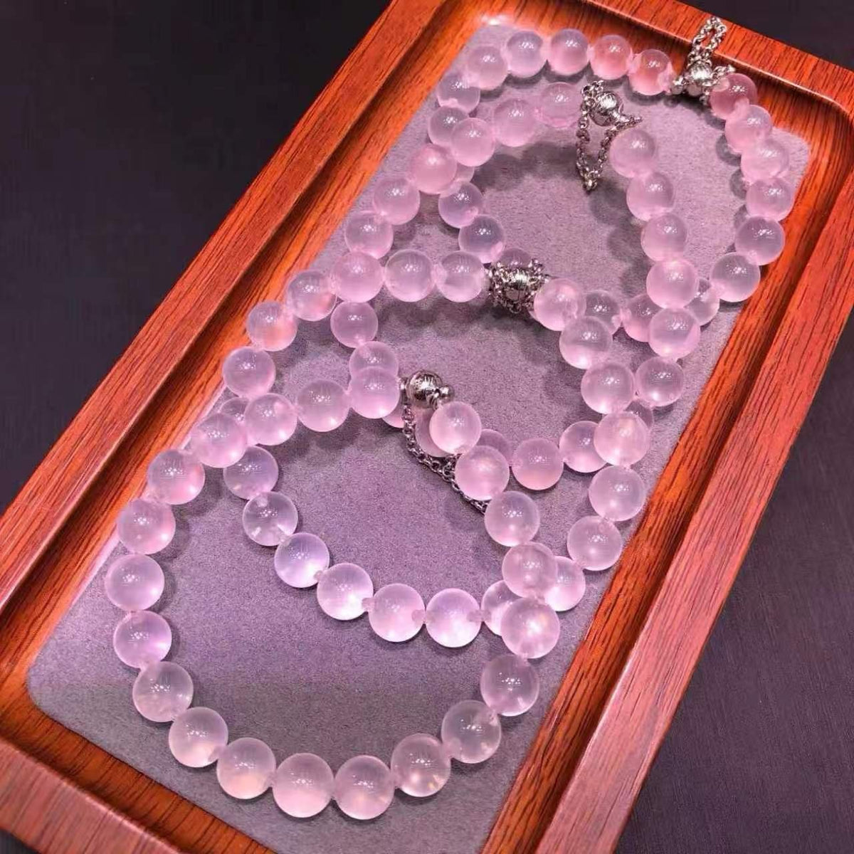 Crystal Bubble Chain Bracelet - Multi Stone Options - Rose Quartz 8mm