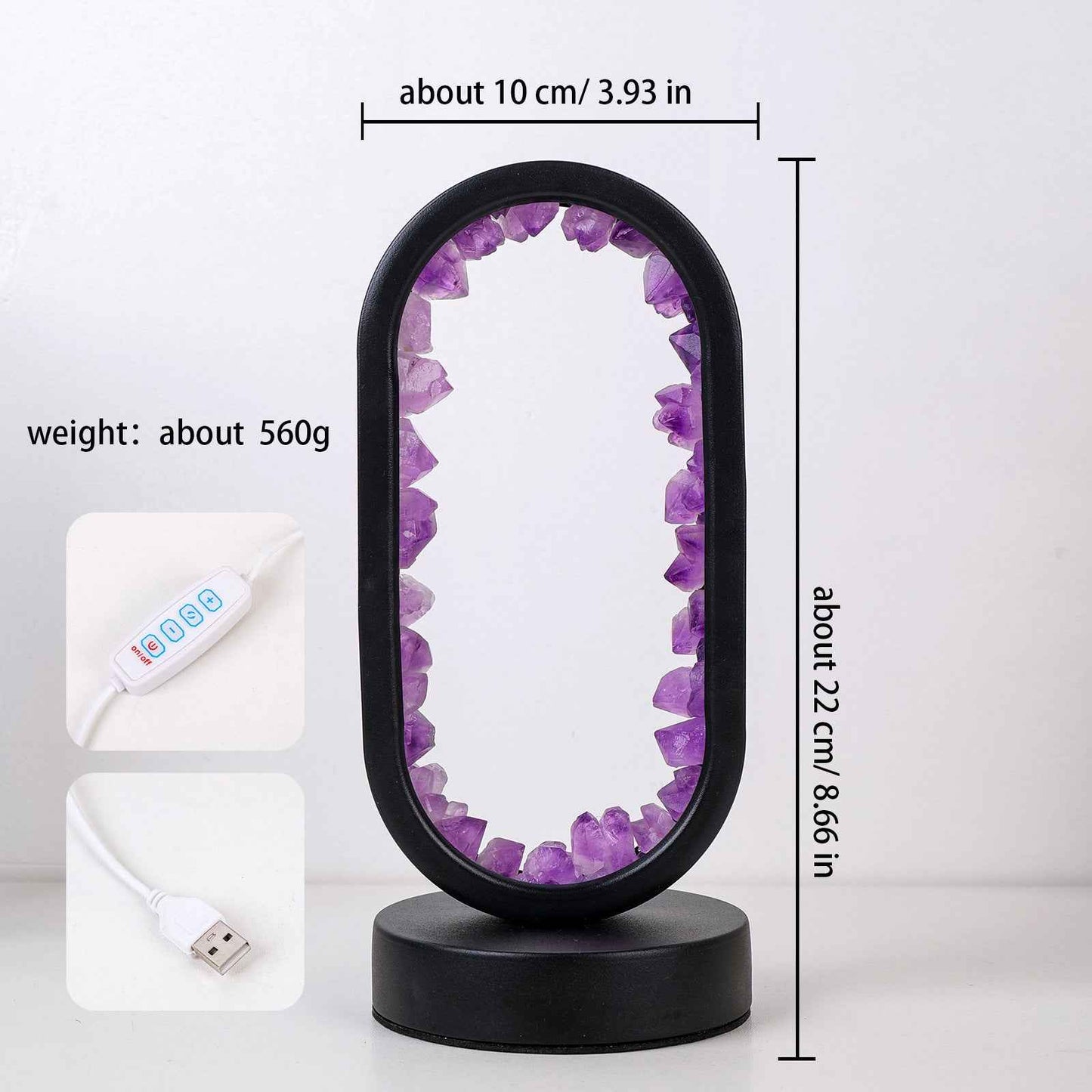 LED bedside lamp with natural quartz and amethyst| CrystalHola