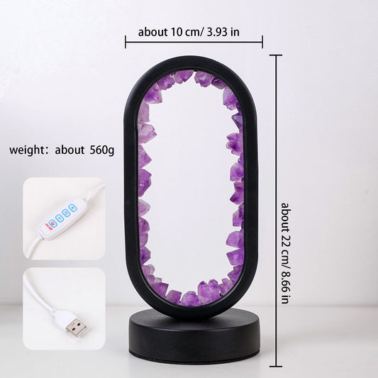 LED bedside lamp with natural quartz and amethyst| CrystalHola