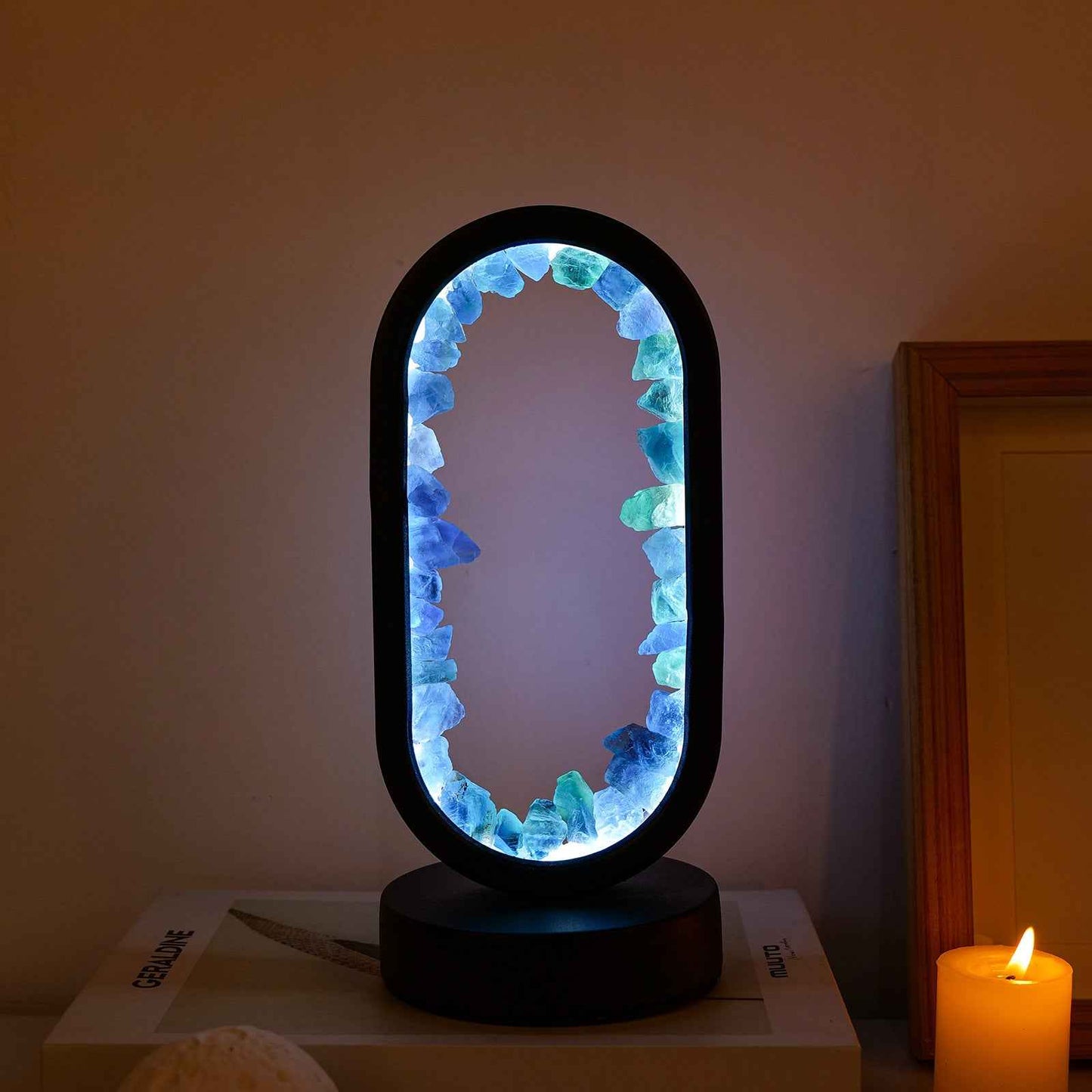LED bedside lamp with natural quartz and amethyst| CrystalHola