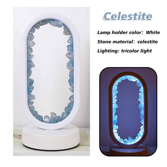 LED bedside lamp with natural quartz and amethyst| CrystalHola