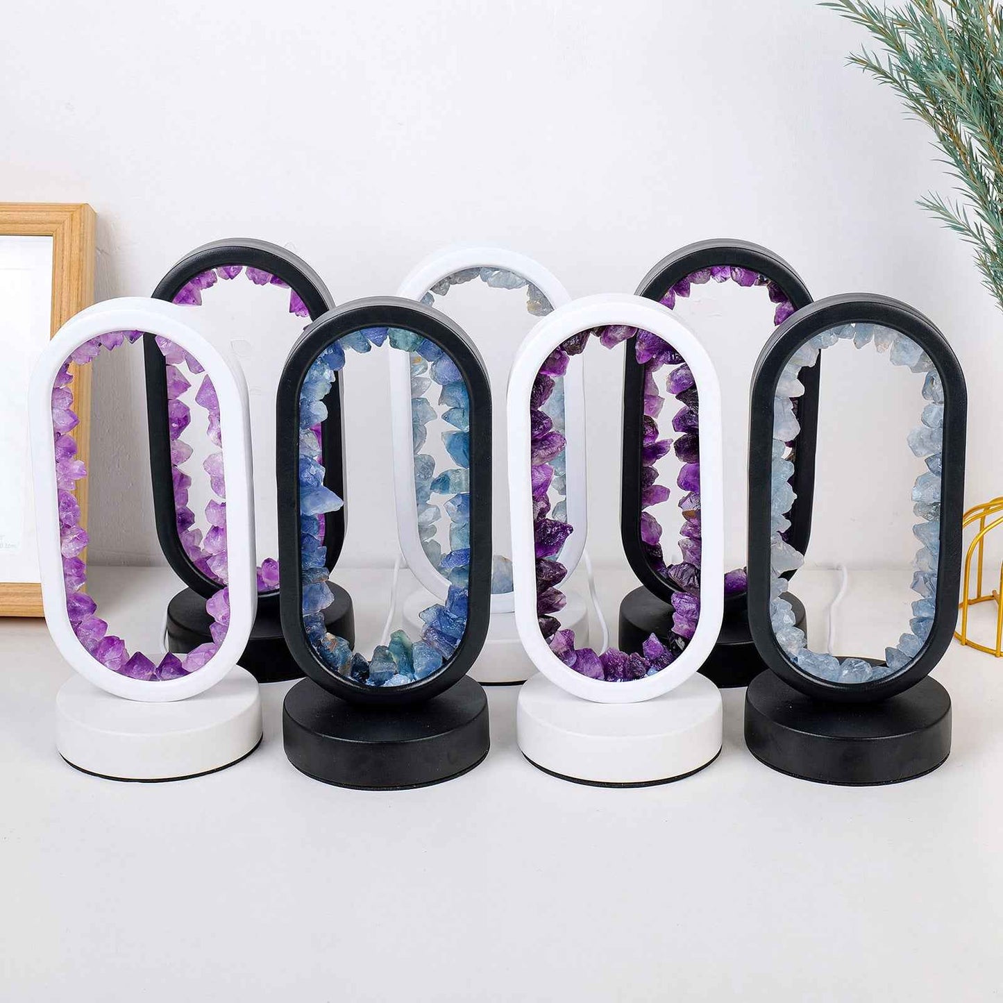LED bedside lamp with natural quartz and amethyst| CrystalHola