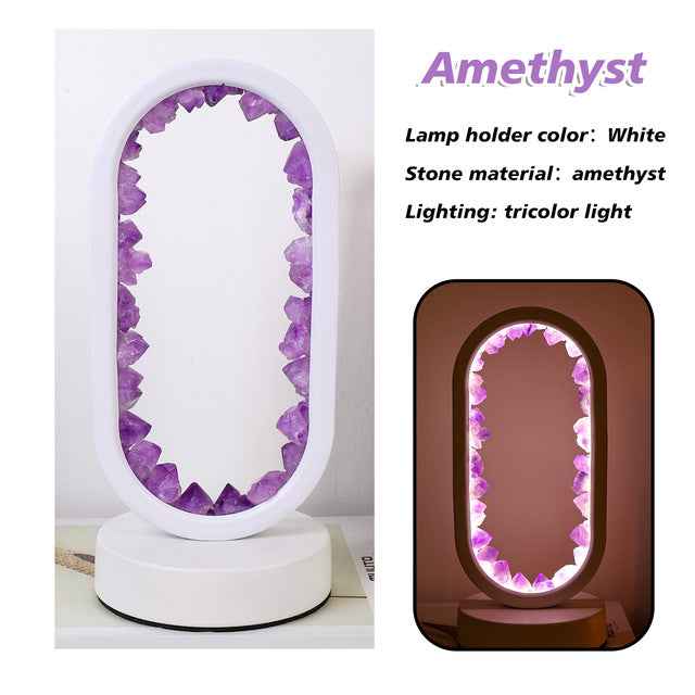 LED bedside lamp with natural quartz and amethyst| CrystalHola