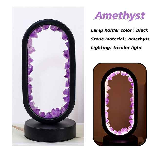 LED bedside lamp with natural quartz and amethyst| CrystalHola
