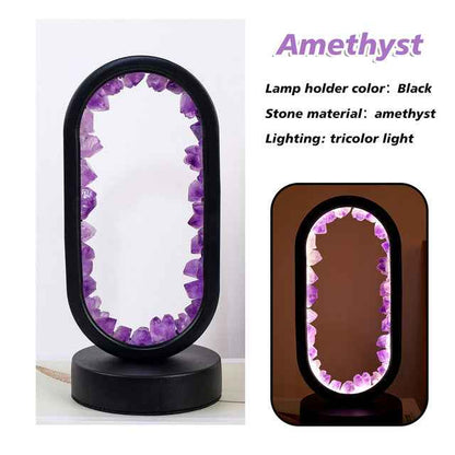 LED bedside lamp with natural quartz and amethyst| CrystalHola