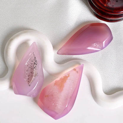 Pink Agate Druzy Drop Freeform - CrystalHola