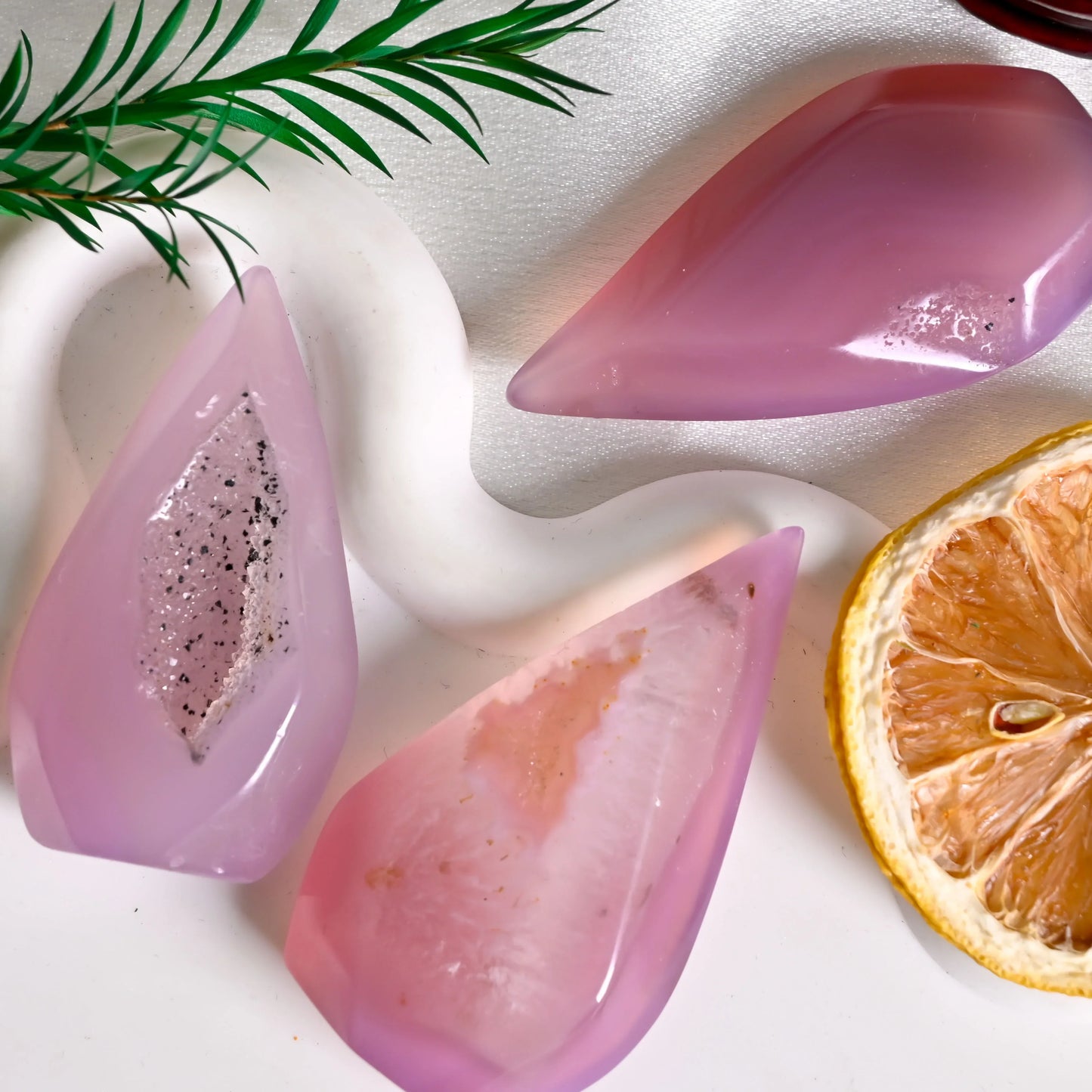 Pink Agate Druzy Drop Freeform - CrystalHola