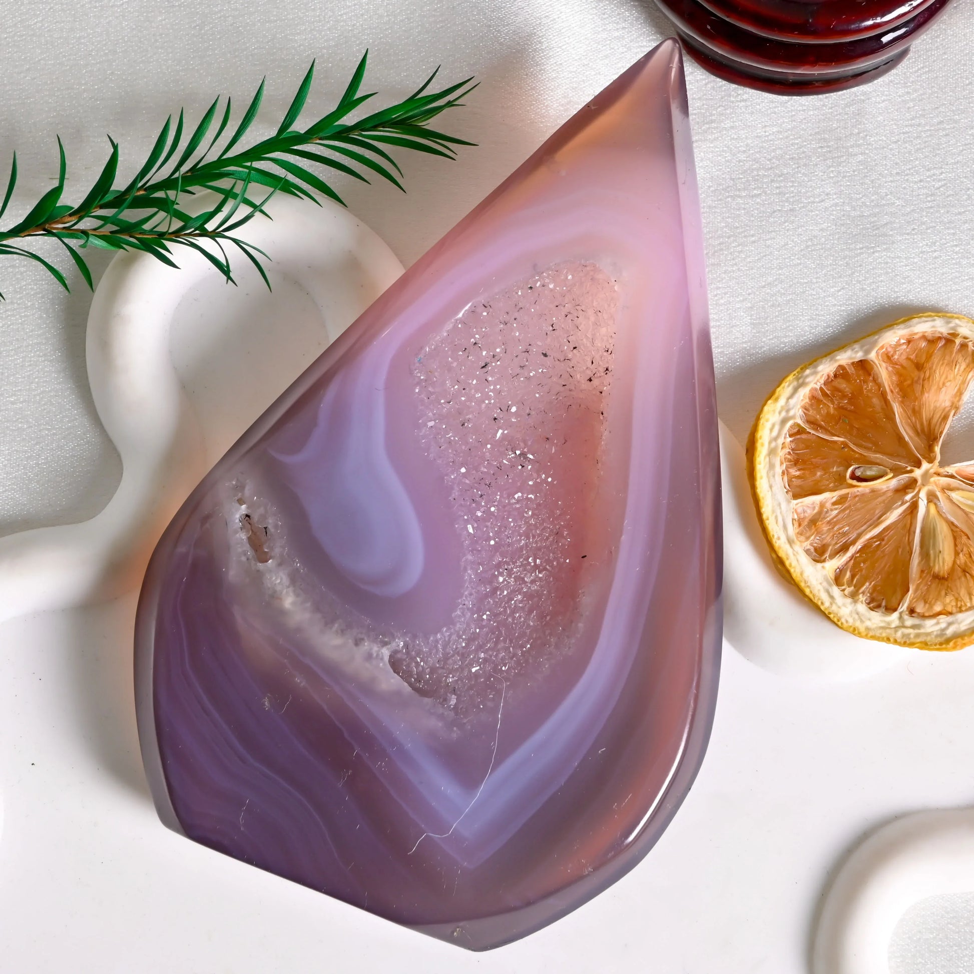 Pink Agate Druzy Drop Freeform - CrystalHola