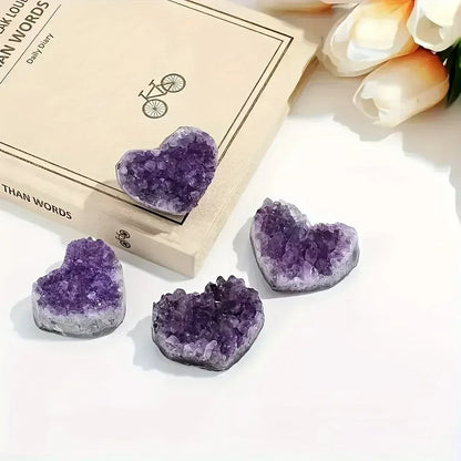 Purple Amethyst Cluster Heart - CrystalHola