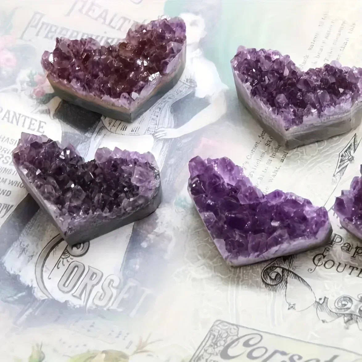 Purple Amethyst Cluster Heart - CrystalHola