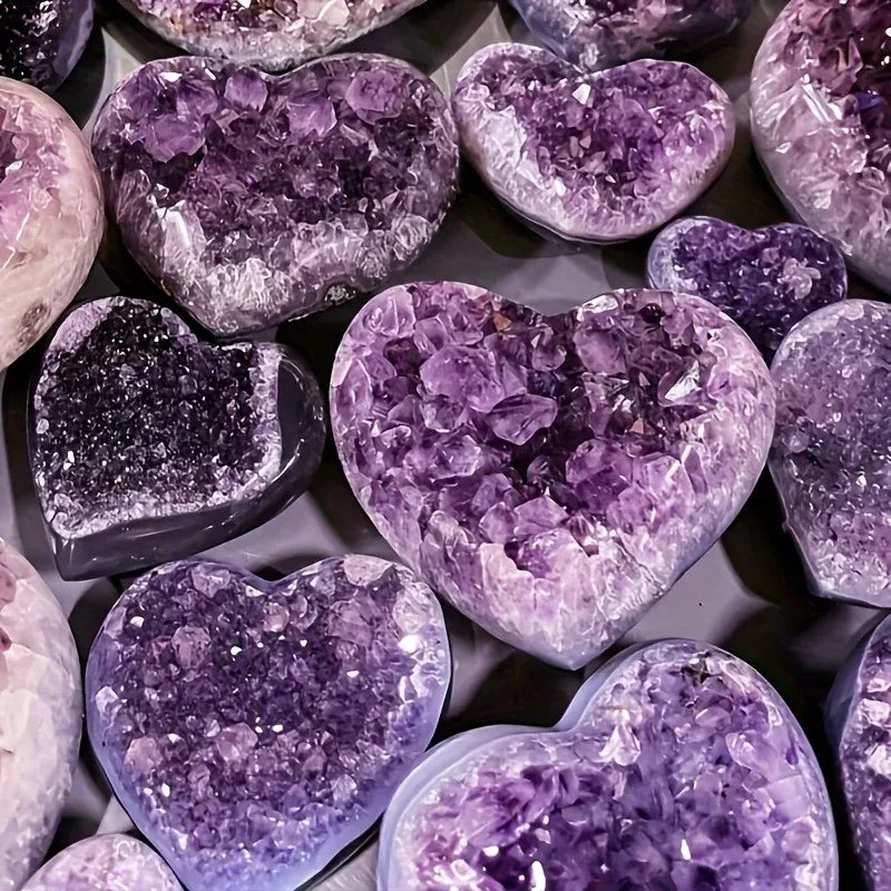 Purple Amethyst Cluster Heart - CrystalHola