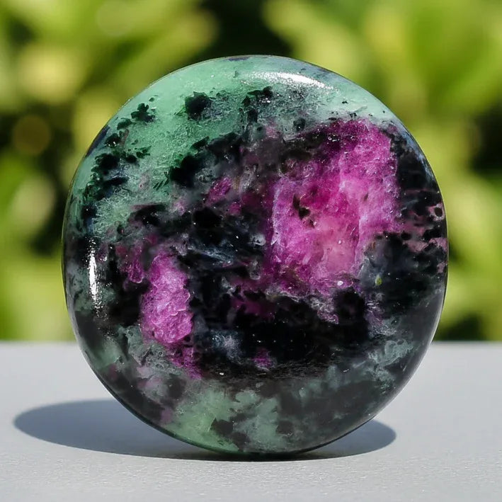Ruby in Zoisite Round Disc - CrystalHola