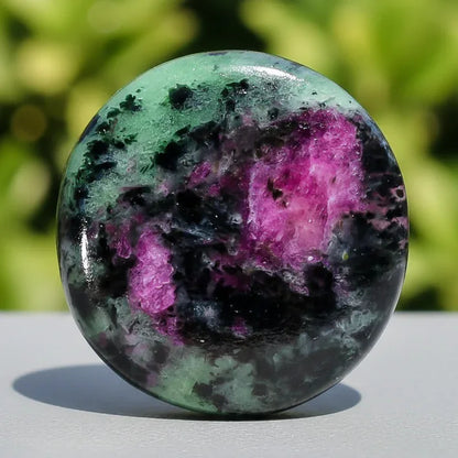 Ruby in Zoisite Round Disc - CrystalHola