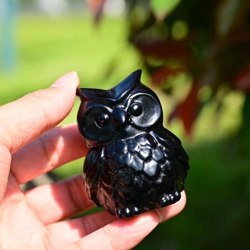Black Obsidian Owl Sculpture for Crystal Collectors and Gifting