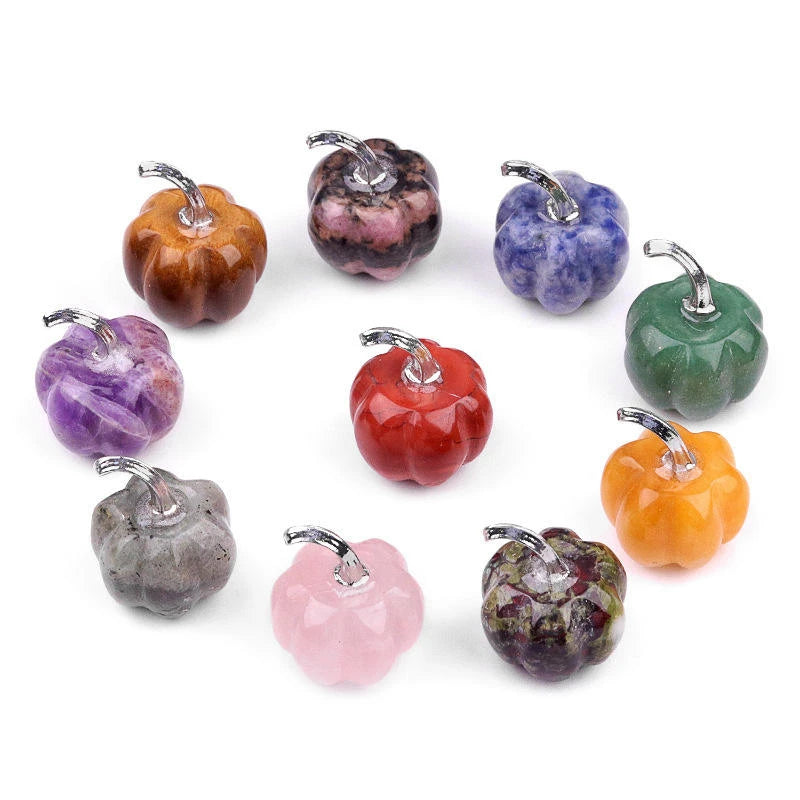 Carved Crystal Mini Pumpkin Figurine for Halloween and Decor