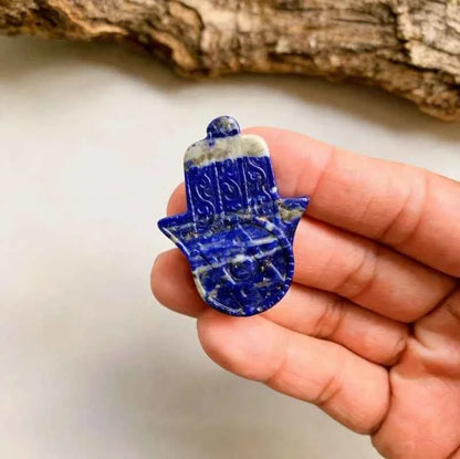 4.7*3.7cm  Sacred Lapis Carving  Hand Holding Star of David|CrystalHola