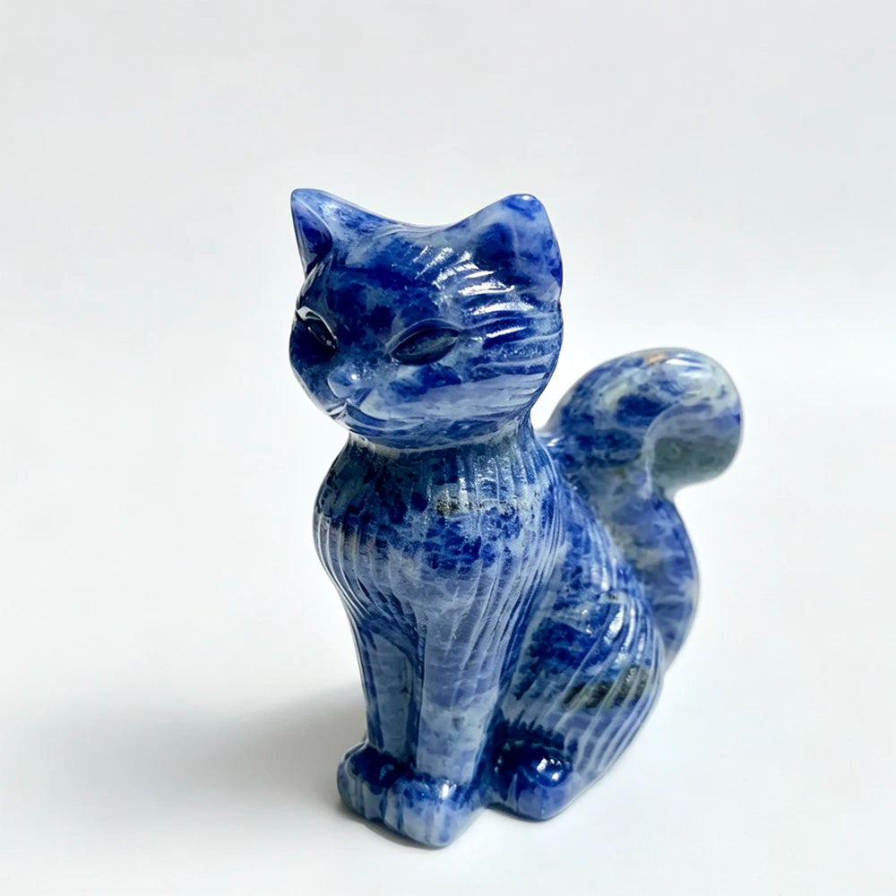 Crystal Lucky Cat Carving for Feng Shui and Home Decor