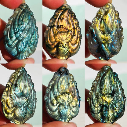 Labradorite Nine-Tailed Fox Carving