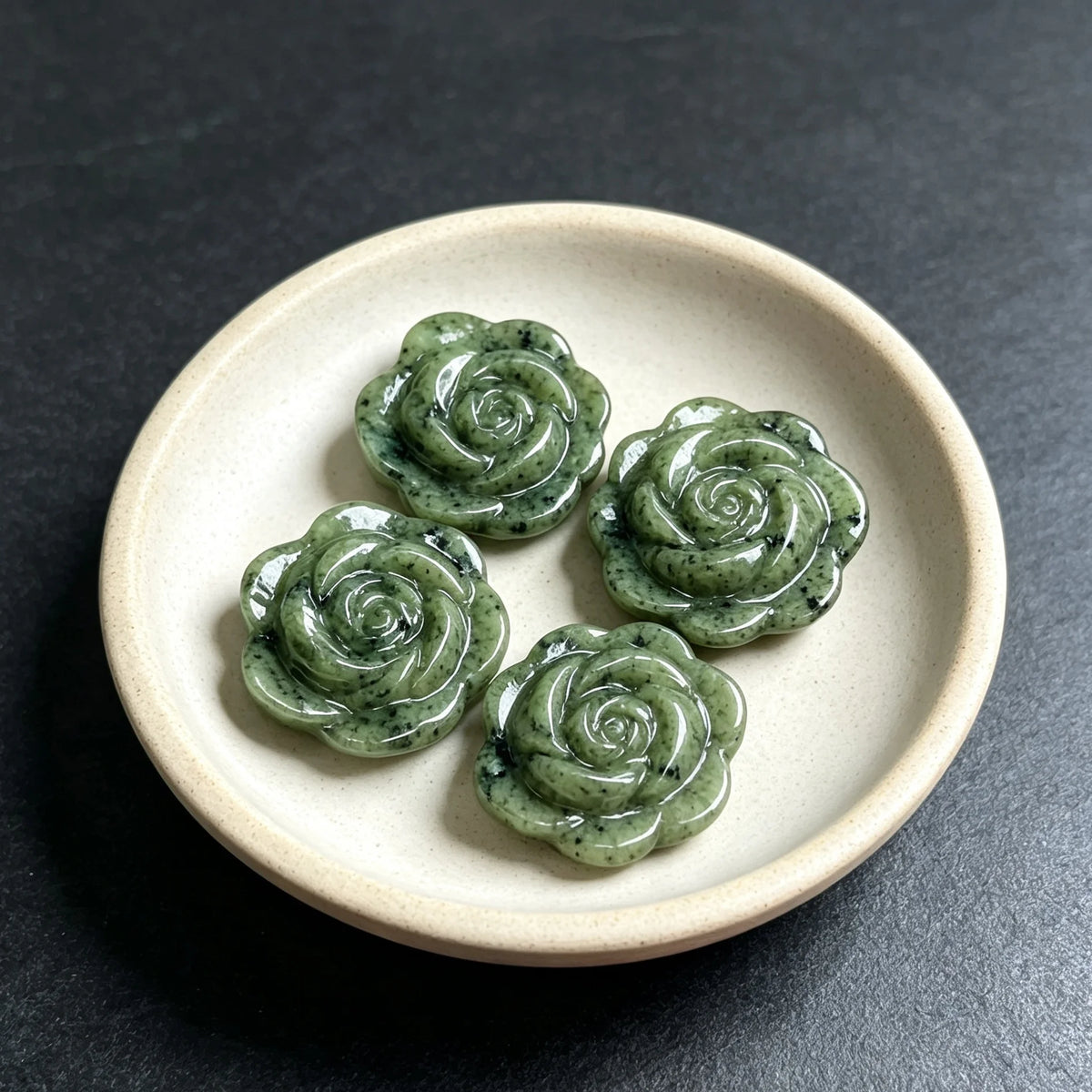 Green Jasper Rose Carving for Home and Garden Decor