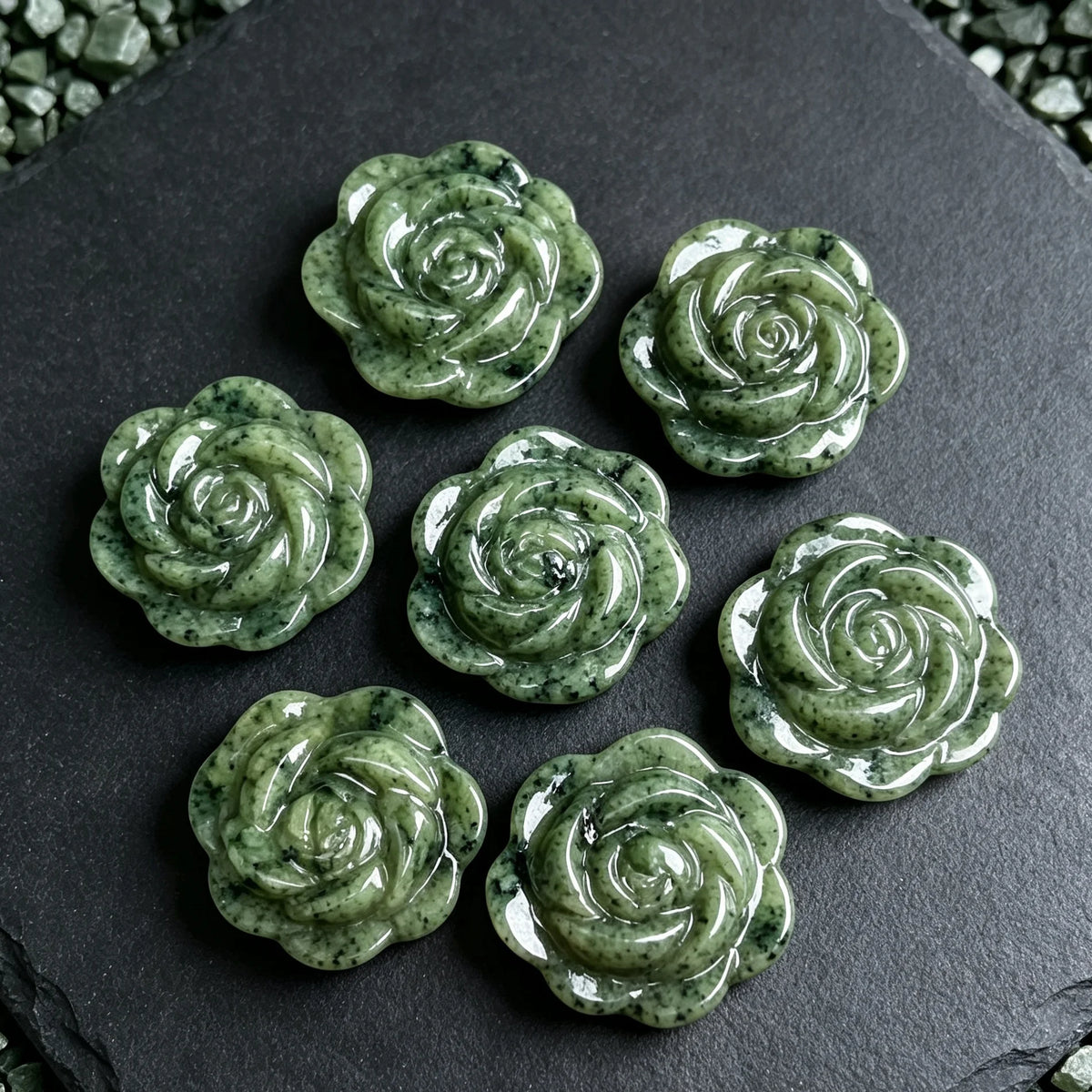 Green Jasper Rose Carving for Home and Garden Decor