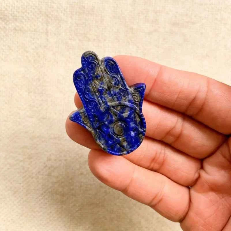 4.7*3.7cm  Sacred Lapis Carving  Hand Holding Star of David|CrystalHola