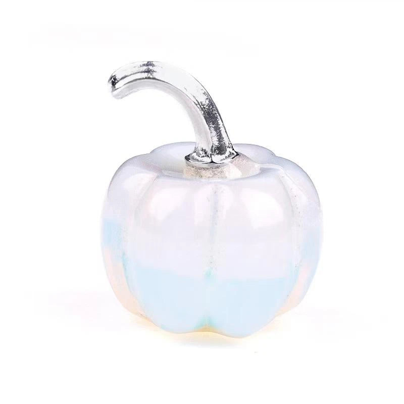 Carved Crystal Mini Pumpkin Figurine for Halloween and Decor