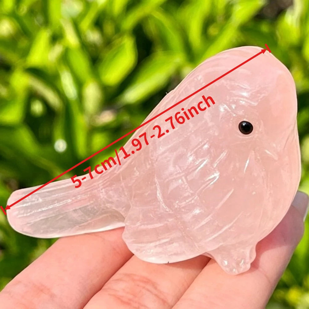 Natural Rose Quartz Bird Figurine for Love and Decor