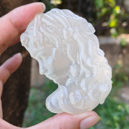 Selenite Medusa Statue Carving