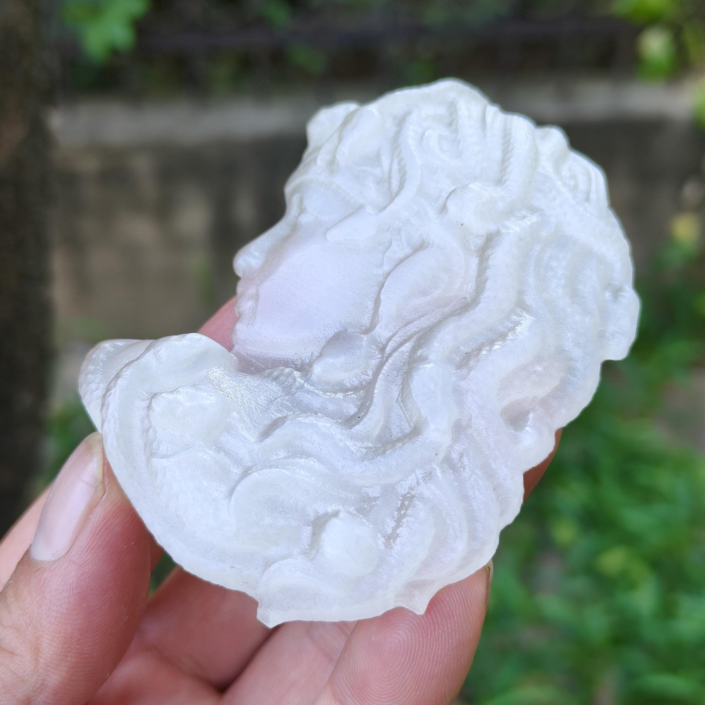 Selenite Medusa Statue Carving