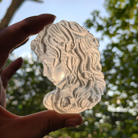 Selenite Medusa Statue Carving